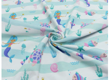 Jersey - Little happy Mermaid pastell mint gestreift